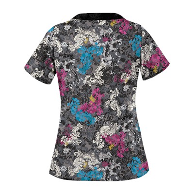 UA Romantic Scroll Black Print Scrub Top