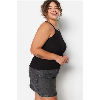 Siyah Halter Yaka Basic Örme Atlet TBBSS23CV00000