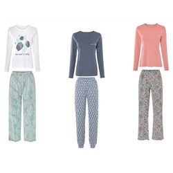 Damen Pyjama, lang, aus reiner Baumwolle