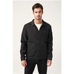 Avva Erkek Siyah Klasik Yaka %100 Pamuk Comfort Fit Rahat Kesim Denim Mont A31y6002 A31Y6002