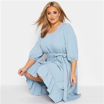 Парящее летнее  платье  Plus Size  В красивом нежно голубом цвете 💙