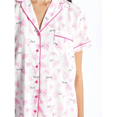 LC Waikiki Gömlek Yaka Desenli Kısa Kollu Kadın Pijama Takım, LCW DREAM                                            
                                            Gömlek Yaka Desenli Kısa Kollu Kadın Pijama Takım