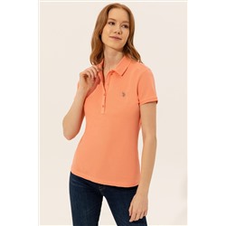 Kadın Somon Basic Polo Yaka Tişört