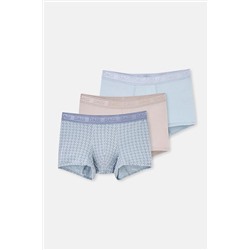 Dagi, Açık Gri-Gri 4210 3'Lü Desenli Mıcro Modal Boxer