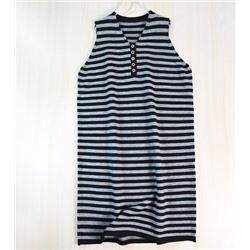 Элегантное полосатое вязаное платье без рукавов свободного кроя