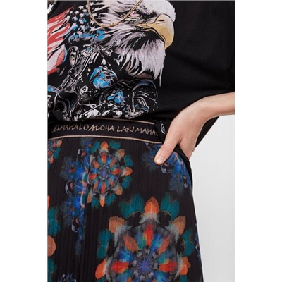 Falda midi plisada mandalas