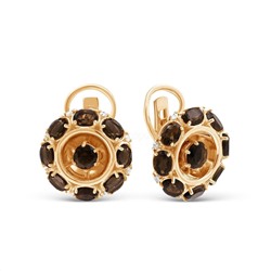 Серьги из золочёного серебра с нат.раухтопазом и фианитами 925 пробы С-3646зс40700