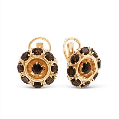 Серьги из золочёного серебра с нат.раухтопазом и фианитами 925 пробы С-3646зс40700