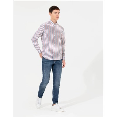 Turuncu Slim Fit Uzun Kollu Gömlek