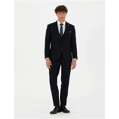 Yelekli Lacivert Ekstra Slim Fit Takım Elbise