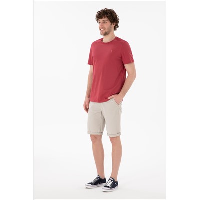 Erkek Regular Fit Bisiklet Yaka Vişne Basic Tişört