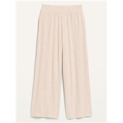 High-Waisted Sunday Sleep Rib-Knit Cropped Wide-Leg Pajama Pants for Women