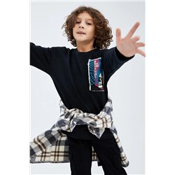 Defacto Erkek Çocuk Oversize Fit Bisiklet Yaka Sweatshirt Y7680A622WN