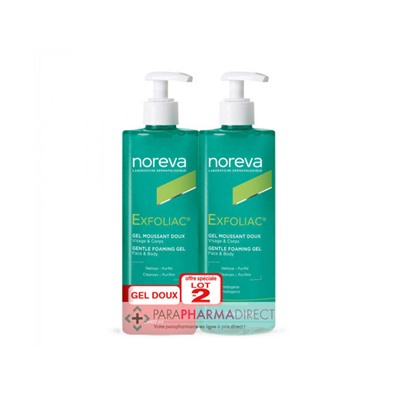 Noreva Exfoliac Gel Moussant Doux Peaux à Imperfections 2x400mlLot  × 2