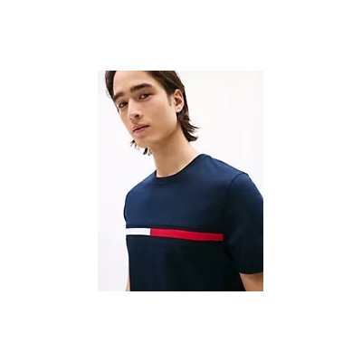 Embroidered Flag Stripe Logo T-Shirt