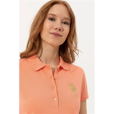 Kadın Somon Basic Polo Yaka Tişört