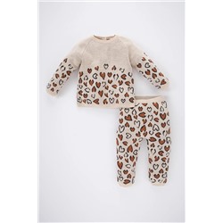 Defacto Kız Bebek Leopar Desenli Kazak Alt 2'li Takım A4340A523WN