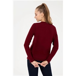 Kadın Bordo Basic Triko Hırka