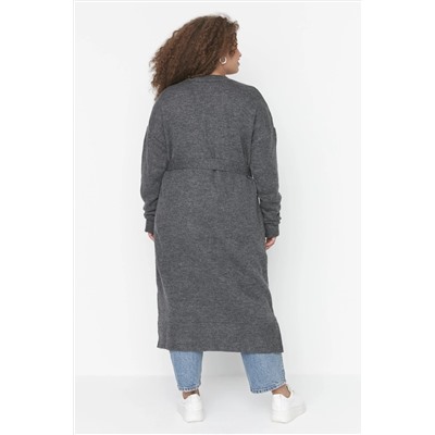 Antrasit Oversize/Bol Kesim Triko Hırka TBBAW23AV00017