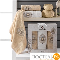 10056 Комп. Пол. MERZUKA махр. в короб. (50x80/2)(70х130/1) 3 шт. BOSS бежевый