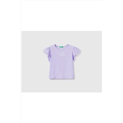 United Colors of BenettonKız Çocuk Lila Slogan Baskılı T-shirt Lacivert