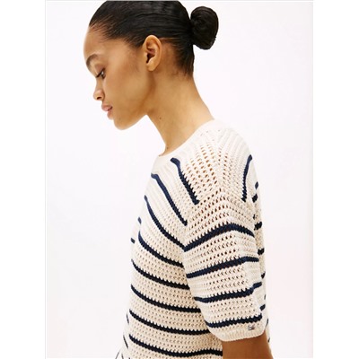 Short-Sleeve Crochet Sweater