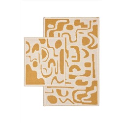 Bluenity Mystic Doğal Pamuklu 2'li Banyo Paspas Seti 60x100 50x60 Cm - Ekru/hardal Mystıc01