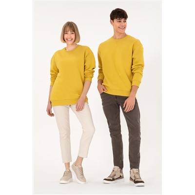 Erkek Sarı Basic Sweatshirt
