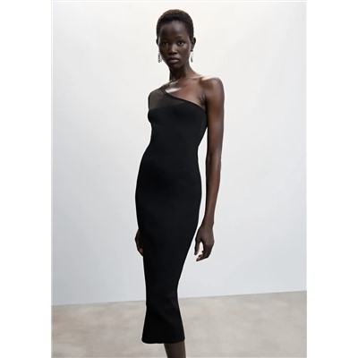 Vestido escote asimétrico -  Mujer | MANGO OUTLET España