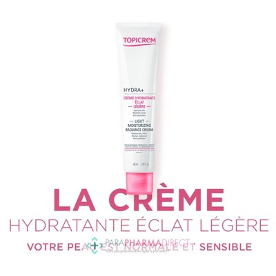 Topicrem Hydra+ - Crème Hydratante Eclat - Légère - Peaux Sensibles, Normales à Mixtes 40 ml
