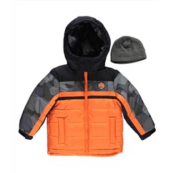 LONDON FOG LITTLE BOYS’ TODDLER “WINTRY COLOR-BLOCK” JACKET WITH HAT