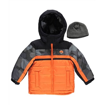 LONDON FOG LITTLE BOYS’ TODDLER “WINTRY COLOR-BLOCK” JACKET WITH HAT