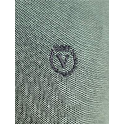 Джемпер хенли из полотна пике с меланжевым плетением с эластаном