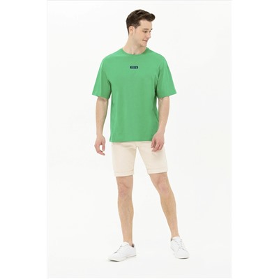 Erkek Yeşil Oversize Bisiklet Yaka Tişört