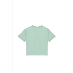 Erkek Çocuk Su Yeşili Comfort Basic Bisiklet Yaka Tişört