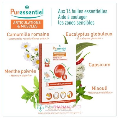 Puressentiel Articulations & Muscles Pure Heat Patchs Chauffants 3x3 PatchsLot  × 3