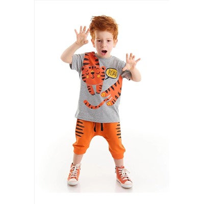Denokids Roar Kaplan Erkek Çocuk T-shirt Kapri Şort Takım CFF-22Y1-049