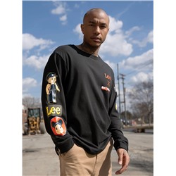 MEN'S LEE X BE@BRICK RELAXED FIT LONG SLEEVE TEE IN WASHED BLACK