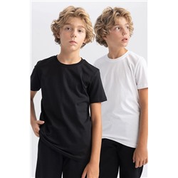 Defacto Erkek Çocuk Regular Fit Bisiklet Yaka 2'li Kısa Kollu Tişört X8801A623AU