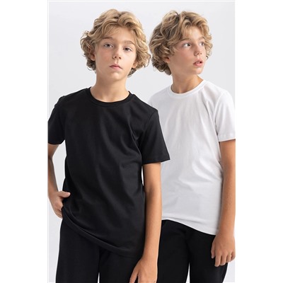 Defacto Erkek Çocuk Regular Fit Bisiklet Yaka 2'li Kısa Kollu Tişört X8801A623AU