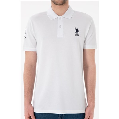 Erkek Slim Fit Polo Yaka Beyaz Basic Tişört