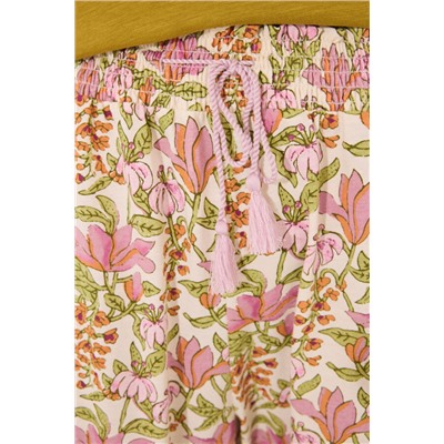 Pantalón largo 100% algodón flores