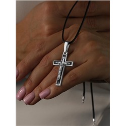 Крест католический из чернёного серебра - 5 см 925 пробы 3-290чч