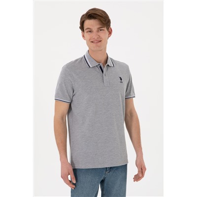 Erkek Regular Fit Polo Yaka Gri Melanj Basic Tişört