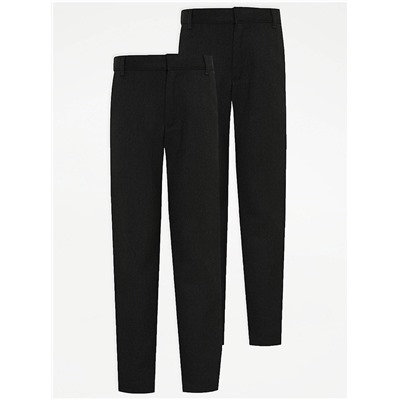 Boys Grey Longer Length Slim Leg School Trouser 2 Pack