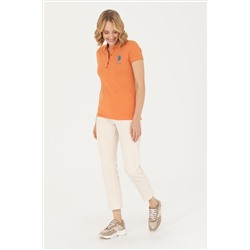 Kadın Kiremit Basic Polo Yaka Tişört