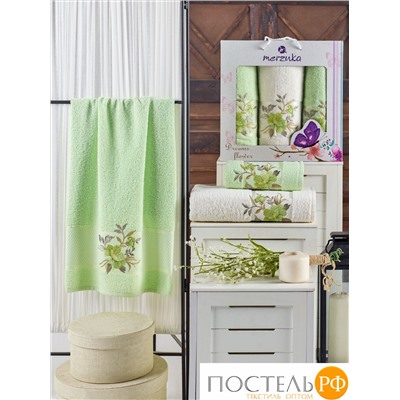 10677 Комп. Пол. MERZUKA махр. в короб. (50x90/2)(70х140/1) 3 шт. DREAMS FLOWER фисташковый