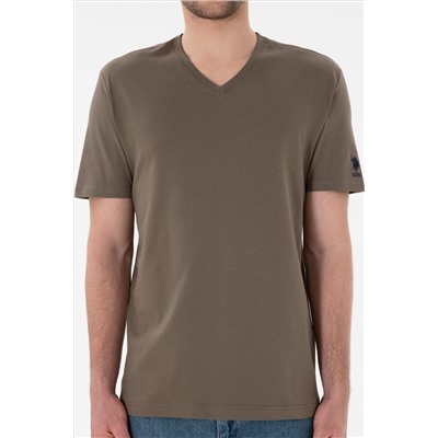 Erkek Regular Fit  V Yaka Vizon Basic Tişört