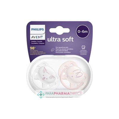Avent Sucettes Ultra Soft 0-6 mois Koala & Lapin x2