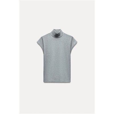 RIBBED HIGH NECK T-SHIRT